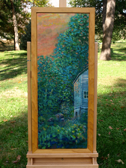 Backyard Barn - 16x37" Acrylic Painting Framed