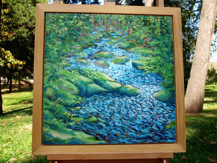 Bubbling Trail - 23x23" Acrylic Painting Framed