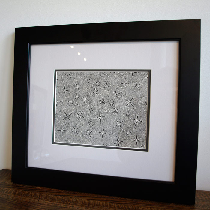 Doodle 20 Original Black Pen Drawing Framed by Tom Cornish